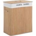 HOMCOM Wäschekorb Wäschebox Wäschesack mit waschbarem Wäschesammler mit Deckel Griffen Segeltuch + Bambus Natur 100L 52 x 32 x 63 cm