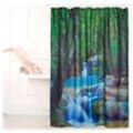 Duschvorhang Wasserfall, Naturmotiv-Aufdruck, waschbar, Anti-Schimmel, Badewannenvorhang HxB 200x180 cm, bunt - Relaxdays