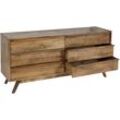 Kommode HHG 194, Sideboard Schrank Anrichte, 6 Schubladen, Massiv-Holz Mango 72x150x42cm MVG-zertifiziert