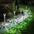 Solarleuchten Erdspieß Solarlampen Set Garten Steckleuchte Außenleuchte Wegbeleuchtung, ALU Glas klar, DxH 5,5x36,5 cm, 10er Set