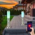 Etc-shop - Sockelleuchte E27 Stehlampe Garten Smart Home Außenleuchte Bewegungsmelder, App-Sprachsteuerung dimmbar Timer cct, IP44, Edelstahl, 1x rgb