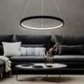 Hängeleuchte Pendelleuchte Ring rund LED Lampen Wohnzimmer hängend Modern, aus Metall in schwarz-matt opal, 1x LED 19W 800Lm warmweiß, DxH 38,5x120 cm