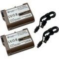 Trade-shop - 2x Li-Ion Kamera-Akku 7,2V / 2600mAh inkl. usb-c Ladekabel kompatibel mit Nikon D500 D600 D610 D750 D850 D7000 D7100 D7200 D7500 D800