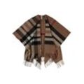 Fraas Poncho Damen Wolle kariert, camel