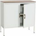 Kommode HHG 926, Sideboard Schrank Anrichte, 2 Türen Metall 90x90x40cm, Melamin beschichtet weiß