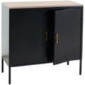 Kommode HHG 926, Sideboard Schrank Anrichte, 2 Türen Metall 90x90x40cm, Melamin beschichtet schwarz