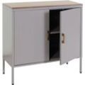 Kommode HHG 926, Sideboard Schrank Anrichte, 2 Türen Metall 90x90x40cm, Melamin beschichtet grau