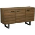 Sideboard Dunkler Holzfarbton mdf Platte Metall 79 x 140 x 42 cm Modern Industrieller Stil Viel Stauraum Stabiles Gestell Wohnzimmer