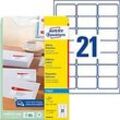 Avery Zweckform Adressetiketten J8160-25, geeignet für Inkjetdrucker, 63,5 x 38,1 mm, 525 Stück/25 A4-Bogen, 100 % FSC®-Papier, weiß