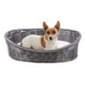 Hundebett 54x40x17 cm - Hundekörbchen rund mit Kissen - Haustierkorb für Hunde und Katzen - Anthrazit - Maxxpet