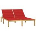 Maisonchic - Doppel-Sonnenliege,Liegestühle,Gartenliege mit Roten Auflagen Kiefer Imprägniert VEIN107788