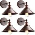 4er Wandleuchte, Vintage Industrielle Wandlampe aus Metall mit Ø22cm Lampenschirm für Schlafzimmer Wohnzimmer Esszimmer (Roter Rost)