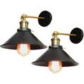 Axhup - 2x Metall Hotel Wandleuchte Industrial Retro Wandlampe Edison-Stil E27 Deckenlampe 22CM + 240° Drehung Schwarz & Antikes Messing