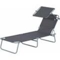 Outsunny - Sonnenliege Gartenliege Wellnessliege Strandliege klappbar mit Sonnenschutz Grau 187 x 58 x 36 cm