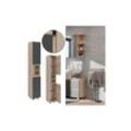 Vicco Hochschrank Badschrank Badezimmermöbel J-shape Sonoma Anthrazit modern 30x190cm Badezimmer Schrank Badmöbel Schranktür Schrankfach Aufbewahrung Ablage