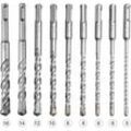 Satz mit 9 elektrischen Sds Plus-Hammerbohrern zum Bohren von Stein, Beton, Ziegelmauer, Keramikfliesen (5, 6, 6, 8, 8, 10, 12, 14, 16 x 160 mm)