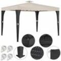 Pavillon Poly-Rattan 3x4m Wasserabweisend Dachhaube Partyzelt Garten Gartenzelt Gartenpavillon Outdoor