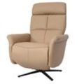 Relaxsessel MCW-L10, Design Fernsehsessel TV-Sessel Liegesessel, Liegefunktion drehbar, Voll-Leder ~ taupe