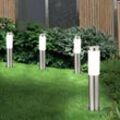 4er Set led Edelstahl Steh Lampen Garten Weg Beleuchtung Terrassen Außen Stand Leuchten silber