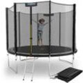 Trampolin Outdoor 'Salto Plus' - Komplett-Set für Kinder, usa Sprungtuch, Netz, Randpolster, Leiter Schwarz ø 305 cm - Kinetic Sports