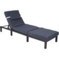 Poly-Rattan Sonnenliege HHG 605, Relaxliege Gartenliege Liege Premium anthrazit, Kissen grau