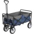 Bollerwagen 100 kg Tragkraft - Transportwagen faltbar - Einkaufen, Outdoor & Camping - Strandwagen Faltbollerwagen Handwagen Blau / Grau - Juskys