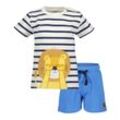 BLUE SEVEN - T-Shirt HELLO LION mit Shorts in offwhite/blau, Gr.68