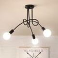 Axhup - Deckleuchte Vintage Industriell Stil Deckenlampe Spinne Eisen Kronleuchter mit E27 Fassung Innen für Wohnzimmer Schlafzimmer 3 Flammig Schwarz