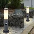 2er Set Außen Sockel Lampen Bewegungsmelder Edelstahl Stand Säulen Garten Terrassen Steh Leuchten