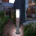 Led Wegleuchte Außen mit Bewegungsmelder, 2x Steckdose, Sockelleuchte Gartenleuchte, Edelstahl Anthrazit, IP44, h 60cm, Garten, Veranda, Hof Weg