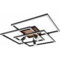 Led Deckenlampe Deckenleuchte Wohnzimmerleuchte Esszimmerlampe, Metall Kunststoff Holzoptik schwarz, Stufenschalter Memory, 50W 3500lm 3000K 4500K, l