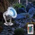 Gartenleuchte GU10 mit Erdspieß Außenstrahler Boden Gartenstrahler IP65 Strahler schwenkbarem, dimmbar Fernbedienung, rgb led 3,5W 290Lm, DxH