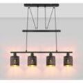 Hängelampe Esstisch Modern Pendelleuchte Höhenverstellbar Esstischlampe Höhenverstellbar, 4 Flammig schwarz gold, 4x E14, LxH 70 x 100-180 cm