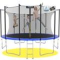 KINETIC SPORTS Trampolin Outdoor SALTO - Kindertrampolin Gartentrampolin Set mit Leiter, Netz, Randpolster, USA Sprungtuch Blau ø 400 cm