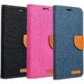 Samsung - Elegante Handy Hülle canvas Buchholster kompatibel mit Galaxy S24 Rosa - Schwarz