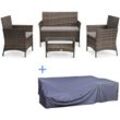 Svita - brooklyn Polyrattan Sitzgruppe Lounge Gartenmöbel Set braun Abdeckplane