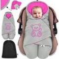 Baby Einschlagdecke Winter mit Kapuze +Tasche Babyeinschlagdecke Universal für Babyschale Autositz z.B. für Maxi-Cosi Römer für Buggy Babybett Grau /