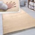 Paco Home - Hochflor Teppich Wohnzimmer Kunstfell Super Soft Einfarbig in Versch. Größen und Farben ø 200 cm Rund, Sand