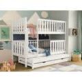Deine Möbel 24 Etagenbett Hochbett OLIVIA für 3 Kinder 80x180 90x200 Weiß aus Massivholz (Matratzen optional