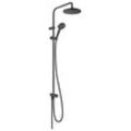 Duschsystem HANSGROHE Brausegarnituren schwarz (mattschwarz) 20cm, wassersparend Reno