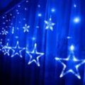 12 led Sterne 2,5 Meter led Sternenvorhang Lichterkette 8 Programme/Funktion einstellbar zum Schmücken Deko Party Licht Beleuchtung - Blau