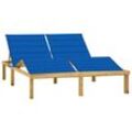 Maisonchic - Doppel-Sonnenliege,Liegestühle,Gartenliege mit Königsblauen Auflagen Kiefer Imprägniert VEIN422513