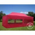 Faltzelt Faltpavillon Wasserdicht FleXtents pro 4x8m Rot, mit 6 Seitenwänden - Rot