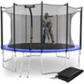 Trampolin Outdoor 'Salto Plus' - Komplett-Set für Kinder, usa Sprungtuch, Netz, Randpolster, Leiter Blau ø 400 cm - Kinetic Sports