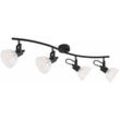 Deckenstrahler Spotleiste schwarz Deckenleuchte 4 flammig Deckenlampe Wohnzimmer, Spots schwenkbar, Metall Glas, 4x E14, LxH 70 x 18 cm