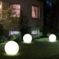 3er Set Außen Stecklampe LED Solar Kugelleuchte Gartenlampe Kugel weiß Außenlampe, Durchmesser x Höhe 25 x 65 cm, Garten Rasen Wiese Blumenbeet