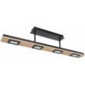 Deckenleuchte Holz 4 flammig Holzlampe Decke modern Küchenlampe led Deckenlampe, dunkelbraun Metall schwarz Glas satiniert, 4x 5W 4x 420 lm 3000K,