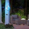 2er Set LED Solar Steck Leuchten bronze Flammen Design Garten Deko Crackle Glas Lampen silber-blau Erdspieß