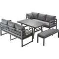 Aluminium Lounge Set Riva Sitzgruppe Sofa Couch Lounge Gartenmöbel - Primaster