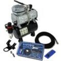 Wiltec Einsteiger Airbrush Kompressor Set AS189 mit 1 Airbrushpistole Typ 128 und umfangreichem Zubehör, 3 l Drucktank, für Modellbau, Tattoos,